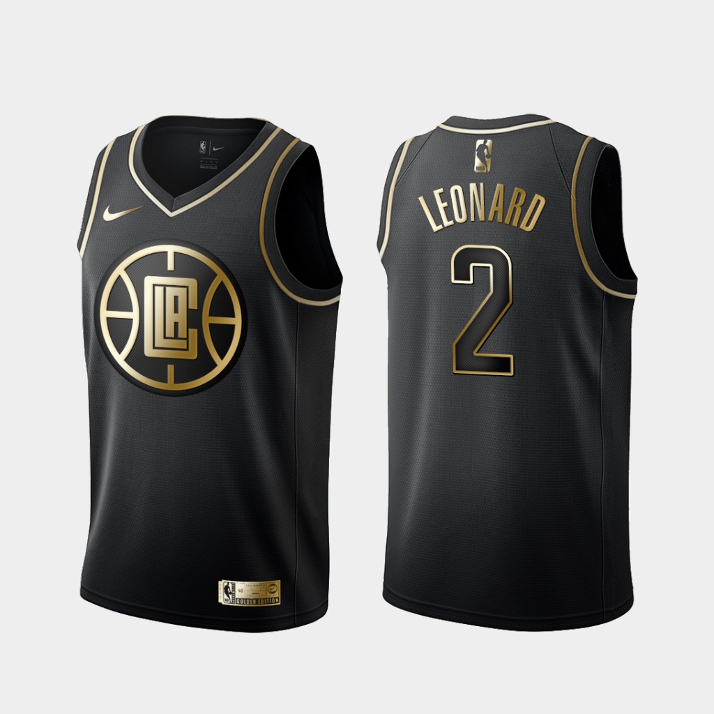 2020 Men Los Angeles Clippers 2 Leonard Black golden Nike NBA Jerseys
